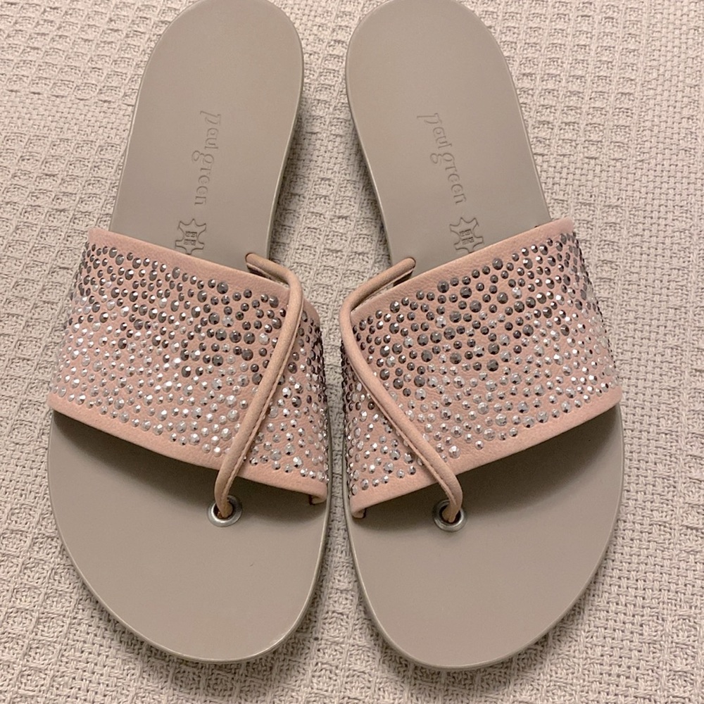 Paul Green Pixie Nubuck Studded Leather Slide Sandals Size 42EU (US10.5 - 11)New